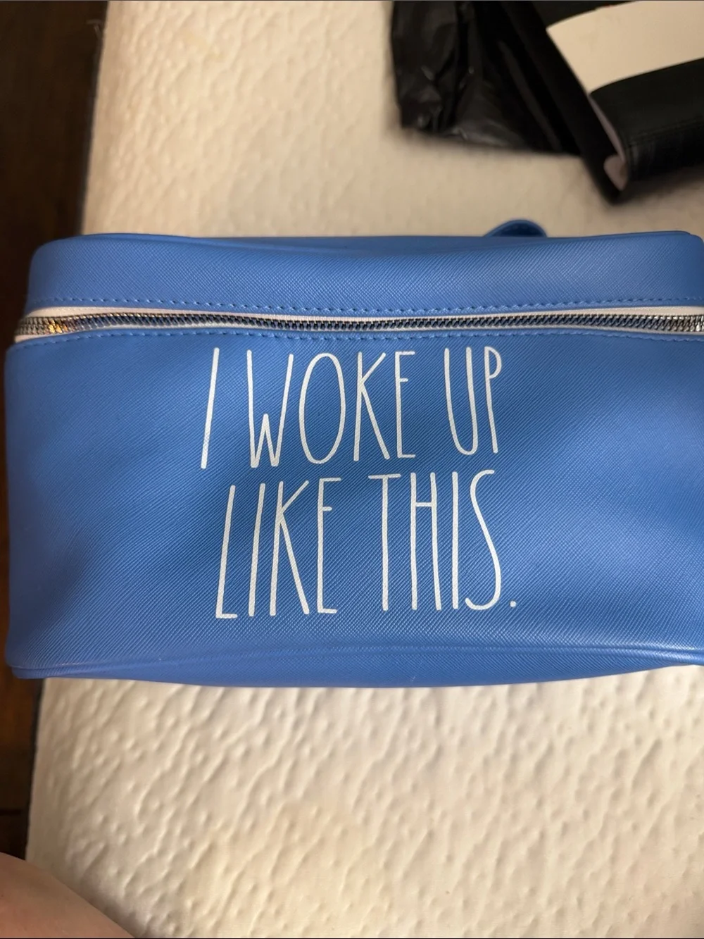 NWT Blue 'I Woke Up Like This' Cosmetic Pouch